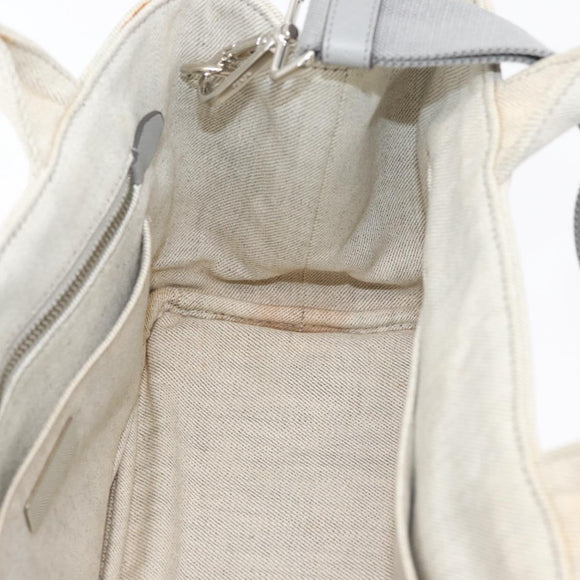 PRADA Canapa PM Hand Bag Canvas 2way Gray Silver Auth ka4194A
