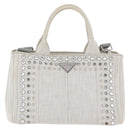 PRADA Canapa PM Hand Bag Canvas 2way Gray Silver Auth ka4194A-2