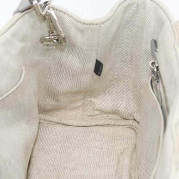 PRADA Canapa PM Hand Bag Canvas 2way Gray Silver Auth ka4194A