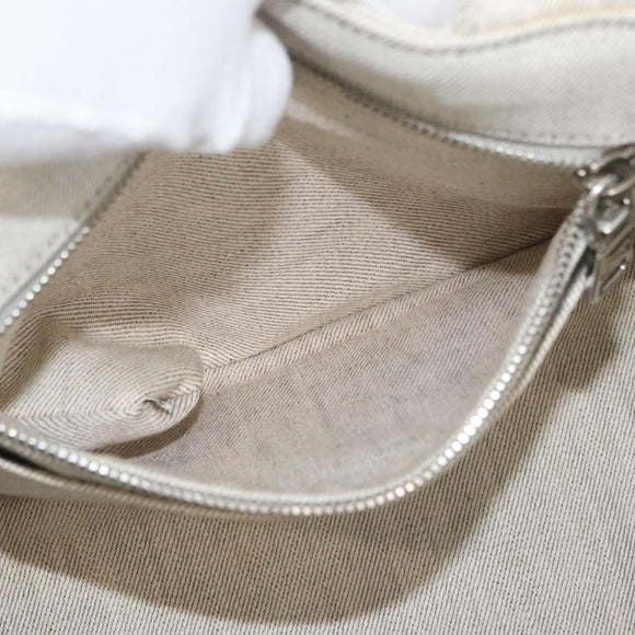 PRADA Canapa PM Hand Bag Canvas 2way Gray Silver Auth ka4194A