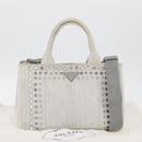 PRADA Canapa PM Hand Bag Canvas 2way Gray Silver Auth ka4194A-27
