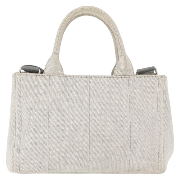 PRADA Canapa PM Hand Bag Canvas 2way Gray Silver Auth ka4194A