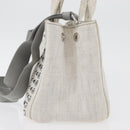 PRADA Canapa PM Hand Bag Canvas 2way Gray Silver Auth ka4194A-4