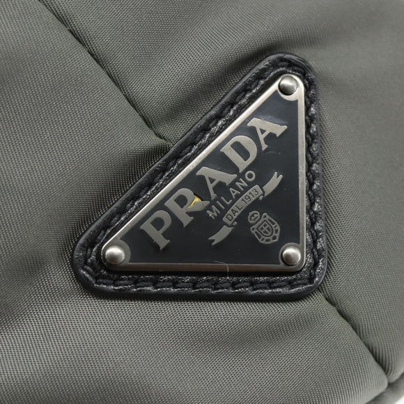 PRADA Hand Bag Nylon Leather Gray black Auth ka4199A