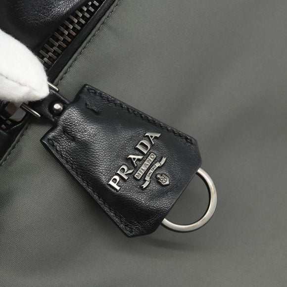 PRADA Hand Bag Nylon Leather Gray black Auth ka4199A