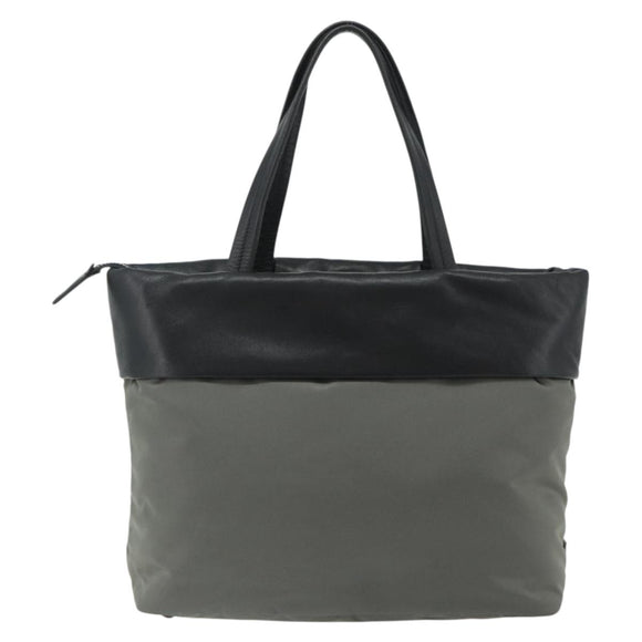 PRADA Hand Bag Nylon Leather Gray black Auth ka4199A