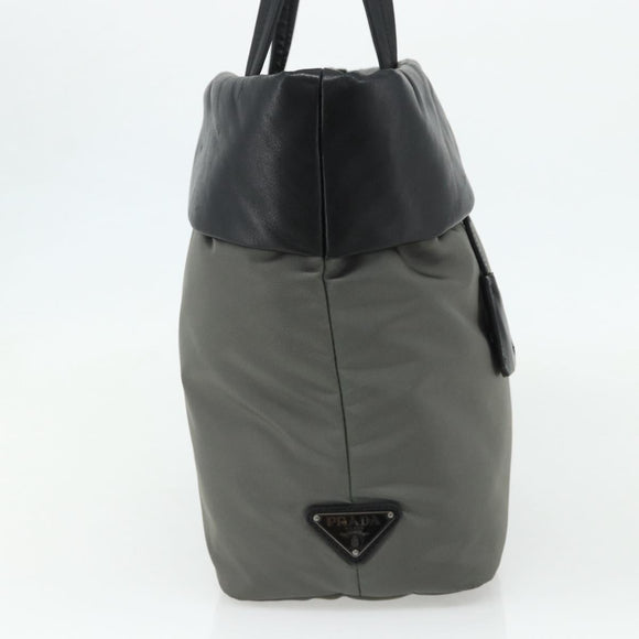 PRADA Hand Bag Nylon Leather Gray black Auth ka4199A