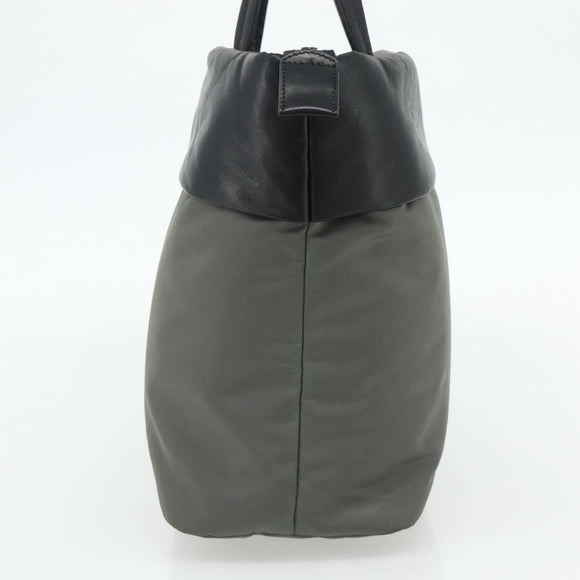 PRADA Hand Bag Nylon Leather Gray black Auth ka4199A