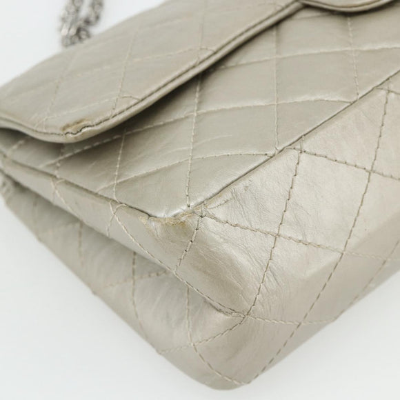 CHANEL Ketting Matelassé 2.55 Schoudertas Lamsleer Zilveren CC Auth ka4200V