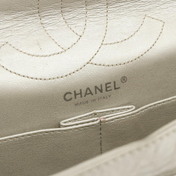 CHANEL Ketting Matelassé 2.55 Schoudertas Lamsleer Zilveren CC Auth ka4200V