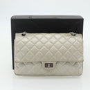 CHANEL Ketting Matelassé 2.55 Schoudertas Lamsleer Zilveren CC Auth ka4200V-12