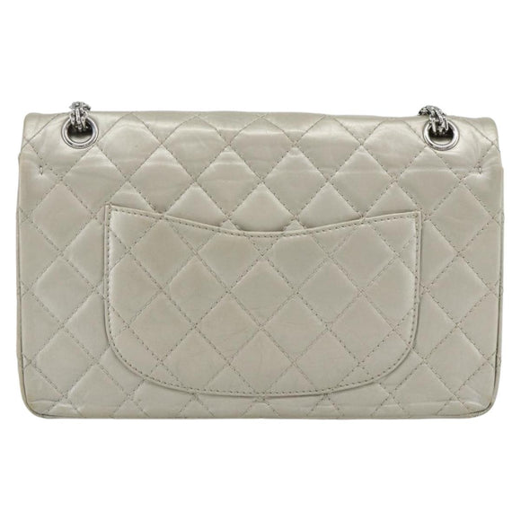 CHANEL Ketting Matelassé 2.55 Schoudertas Lamsleer Zilveren CC Auth ka4200V