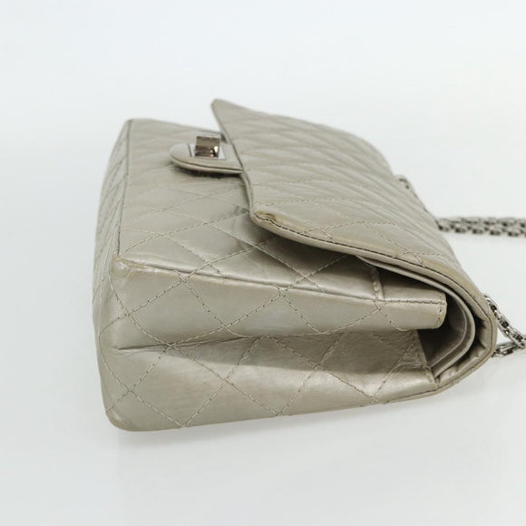 CHANEL Ketting Matelassé 2.55 Schoudertas Lamsleer Zilveren CC Auth ka4200V