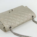 CHANEL Ketting Matelassé 2.55 Schoudertas Lamsleer Zilveren CC Auth ka4200V-6