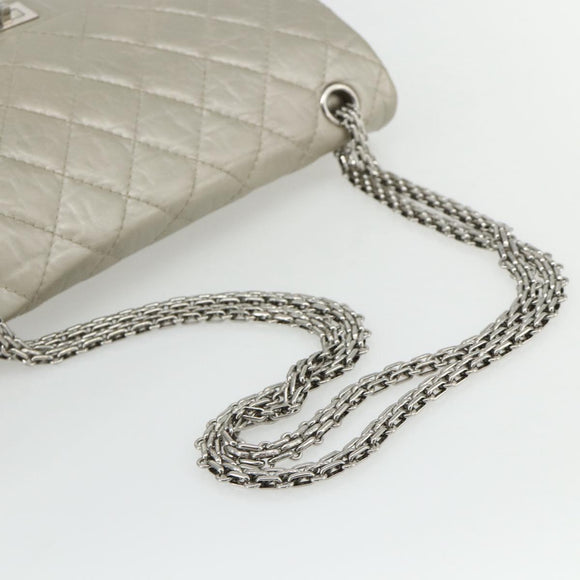 CHANEL Ketting Matelassé 2.55 Schoudertas Lamsleer Zilveren CC Auth ka4200V