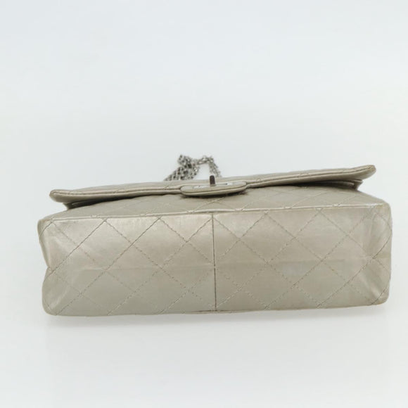 CHANEL Ketting Matelassé 2.55 Schoudertas Lamsleer Zilveren CC Auth ka4200V