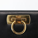 Salvatore Ferragamo Gancini Chain Shoulder Bag Leather Black Gold Auth ka4202-10
