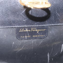 Salvatore Ferragamo Gancini Chain Shoulder Bag Leather Black Gold Auth ka4202-12
