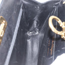 Salvatore Ferragamo Gancini Chain Shoulder Bag Leather Black Gold Auth ka4202-18