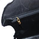 Salvatore Ferragamo Gancini Chain Shoulder Bag Leather Black Gold Auth ka4202-19