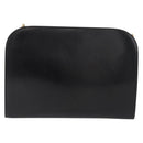 Salvatore Ferragamo Gancini Chain Shoulder Bag Leather Black Gold Auth ka4202-2