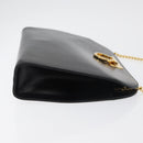 Salvatore Ferragamo Gancini Chain Shoulder Bag Leather Black Gold Auth ka4202-3