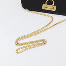 Salvatore Ferragamo Gancini Chain Shoulder Bag Leather Black Gold Auth ka4202-7