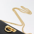 Salvatore Ferragamo Gancini Chain Shoulder Bag Leather Black Gold Auth ka4202-8