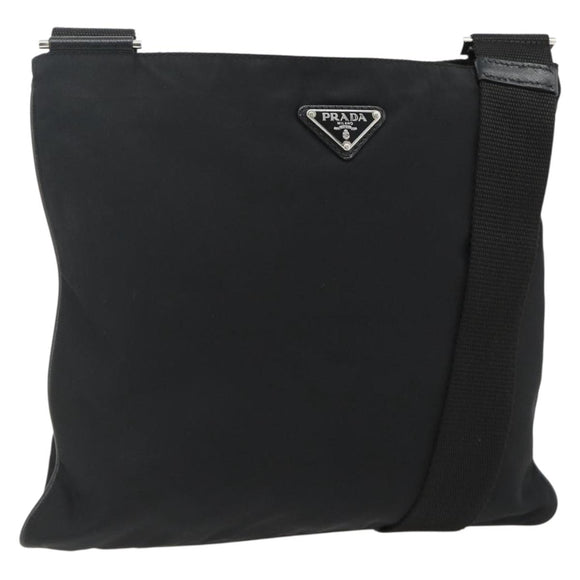 PRADA Shoulder Bag Nylon Black Silver Auth ka4203A