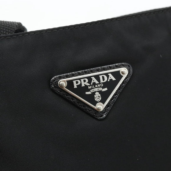 PRADA Shoulder Bag Nylon Black Silver Auth ka4203A
