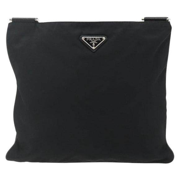 PRADA Shoulder Bag Nylon Black Silver Auth ka4203A