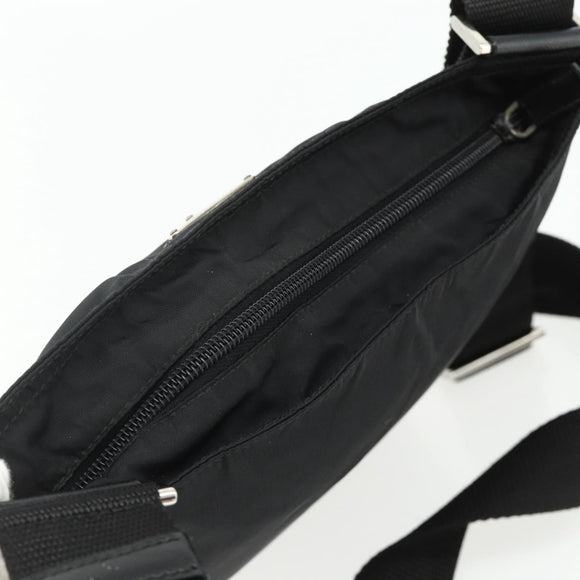 PRADA Shoulder Bag Nylon Black Silver Auth ka4203A