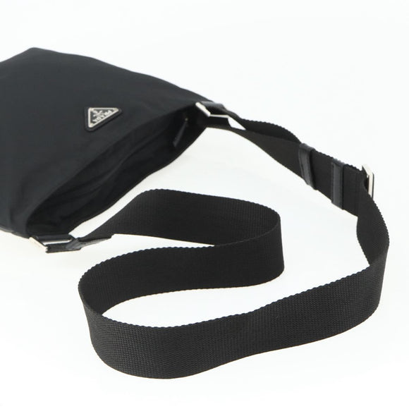 PRADA Shoulder Bag Nylon Black Silver Auth ka4203A