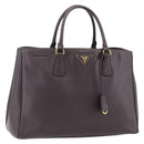 PRADA Hand Bag Safiano leather Purple Gold Auth ka4206A-1