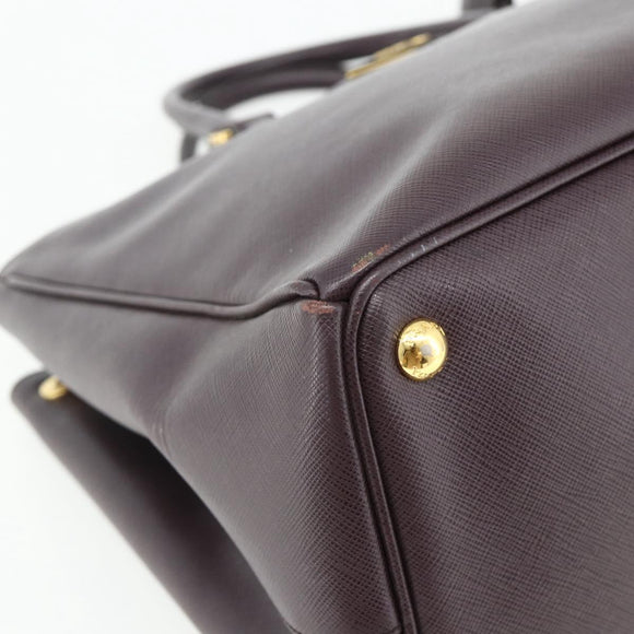 PRADA Hand Bag Safiano leather Purple Gold Auth ka4206A
