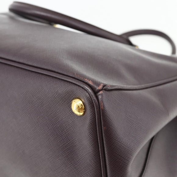 PRADA Hand Bag Safiano leather Purple Gold Auth ka4206A