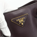 PRADA Hand Bag Safiano leather Purple Gold Auth ka4206A-17