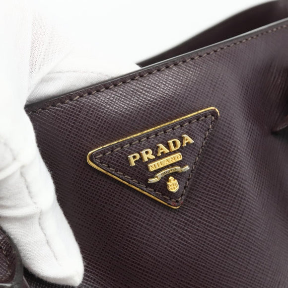 PRADA Hand Bag Safiano leather Purple Gold Auth ka4206A