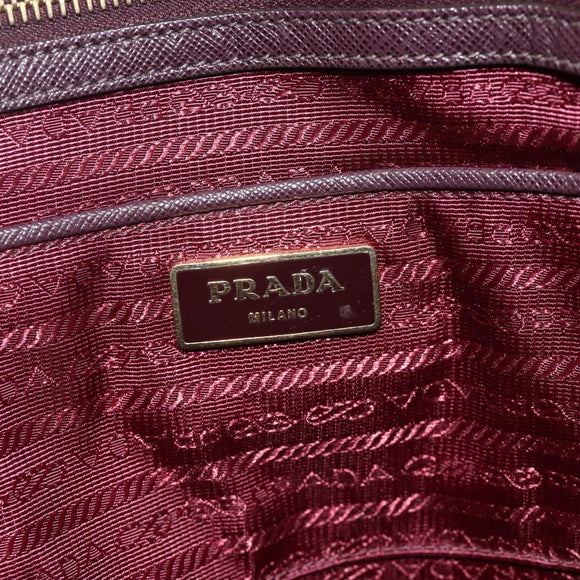 PRADA Hand Bag Safiano leather Purple Gold Auth ka4206A
