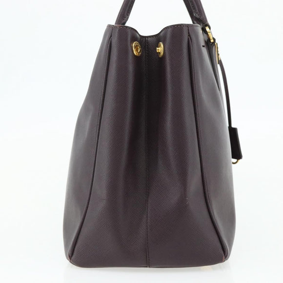 PRADA Hand Bag Safiano leather Purple Gold Auth ka4206A