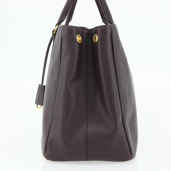 PRADA Hand Bag Safiano leather Purple Gold Auth ka4206A