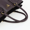 PRADA Hand Bag Safiano leather Purple Gold Auth ka4206A-7