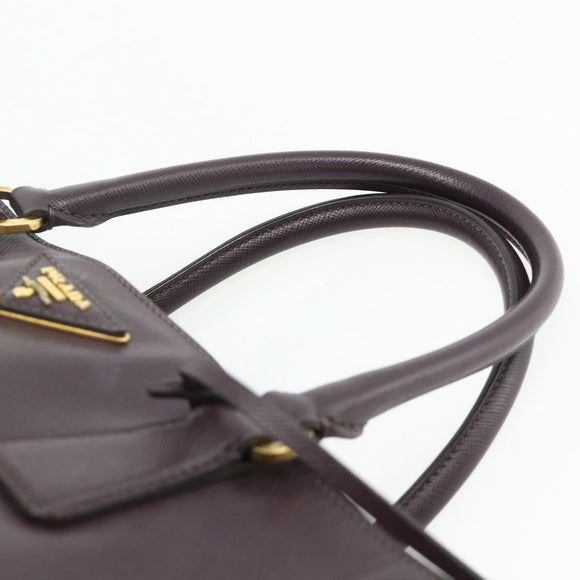 PRADA Hand Bag Safiano leather Purple Gold Auth ka4206A