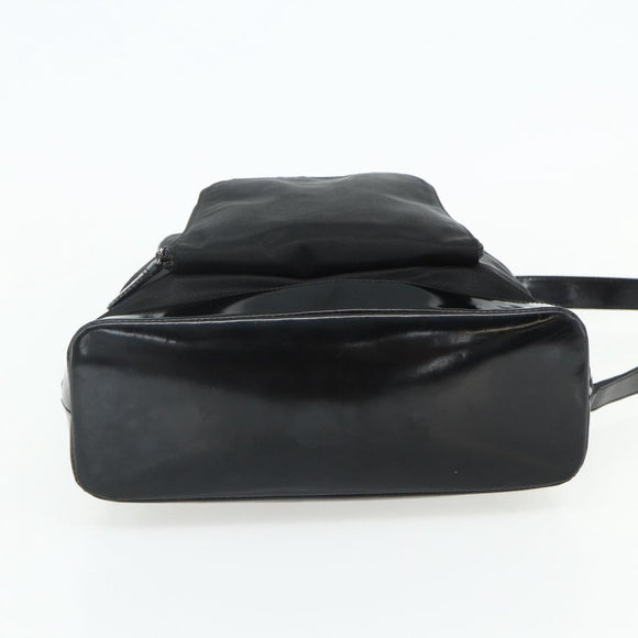 GUCCI Bamboo Bag Patent leather Black Silver 003 2058 0059 5 Auth ka4208
