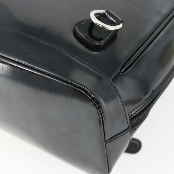 GUCCI Bamboo Bag Patent leather Black Silver 003 2058 0059 5 Auth ka4208