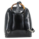 GUCCI Bamboo Bag Patent leather Black Silver 003 2058 0059 5 Auth ka4208-3
