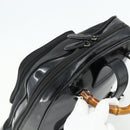 GUCCI Bamboo Bag Patent leather Black Silver 003 2058 0059 5 Auth ka4208-6
