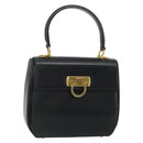 Salvatore Ferragamo Gancini Hand Bag Leather 2way Black Gold Auth ka4209-1