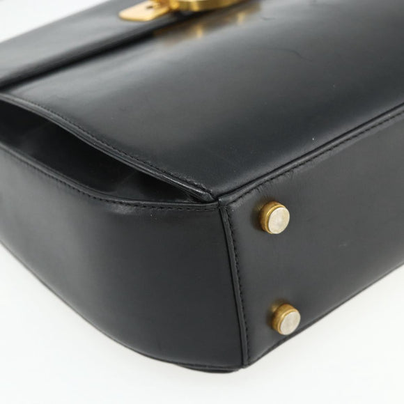 Salvatore Ferragamo Gancini Hand Bag Leather 2way Black Gold Auth ka4209