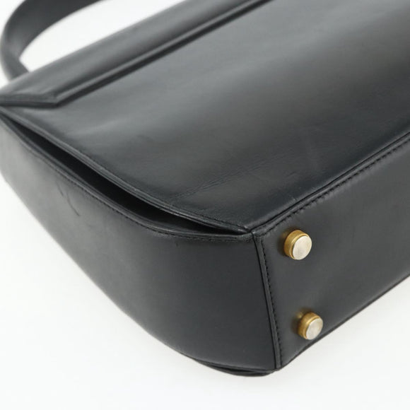 Salvatore Ferragamo Gancini Hand Bag Leather 2way Black Gold Auth ka4209